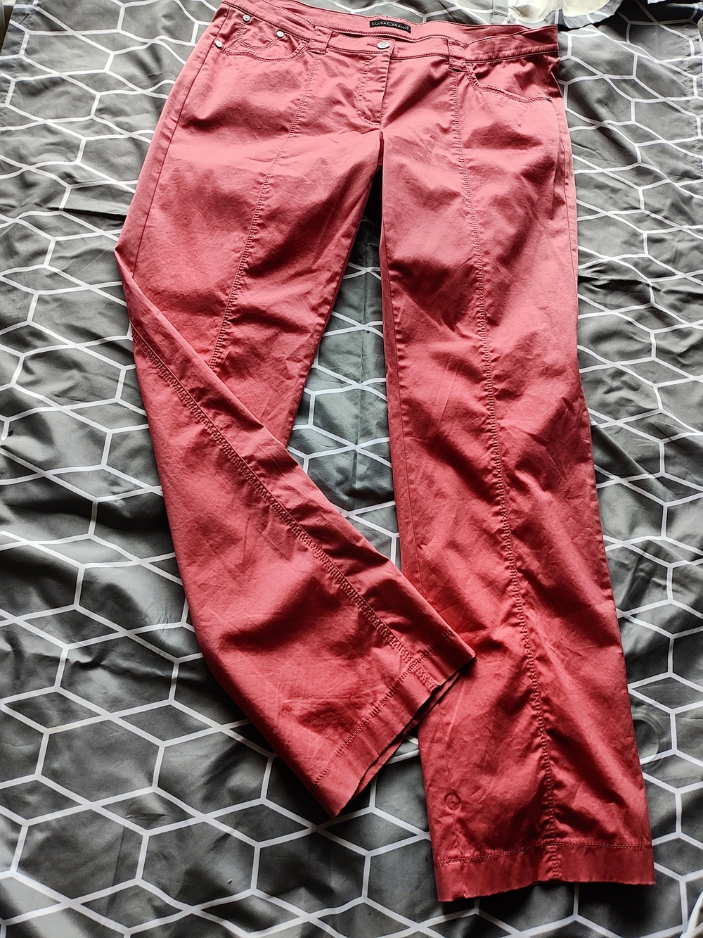 Luisa Cerano Straight-Leg Coral Pink Women's Pants 46 EU